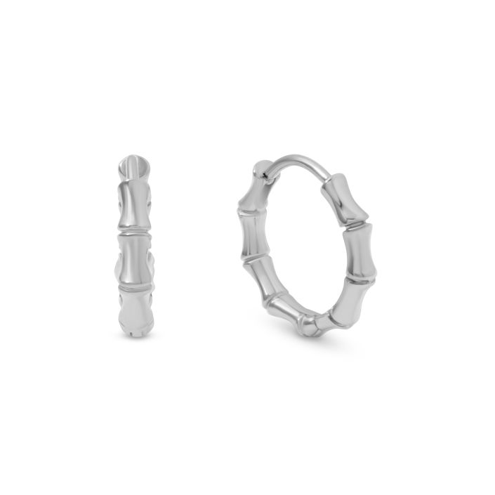 Mi Tesoro - Bamboo Hoop Earrings - Silver