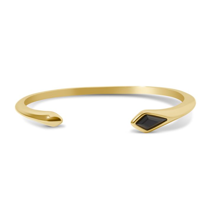 Mi Tesoro - Black Glass Open Cuff Bracelet Gold