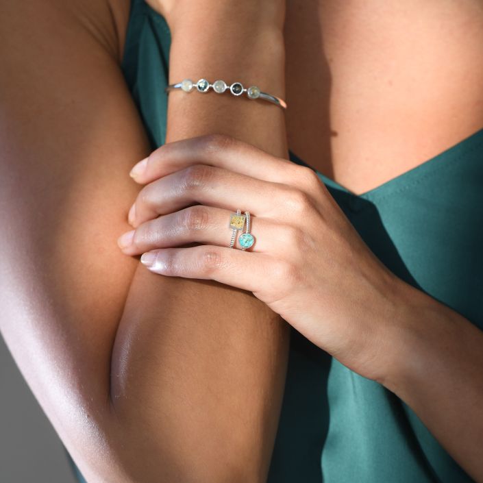 Round Rope Stacker Ring - Turquoise - Size 8