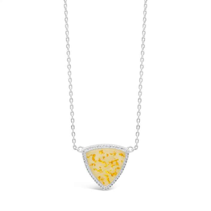 Trillion Necklace with White Topaz - Gold Flake & White Quartz by Christine Kesteloo
