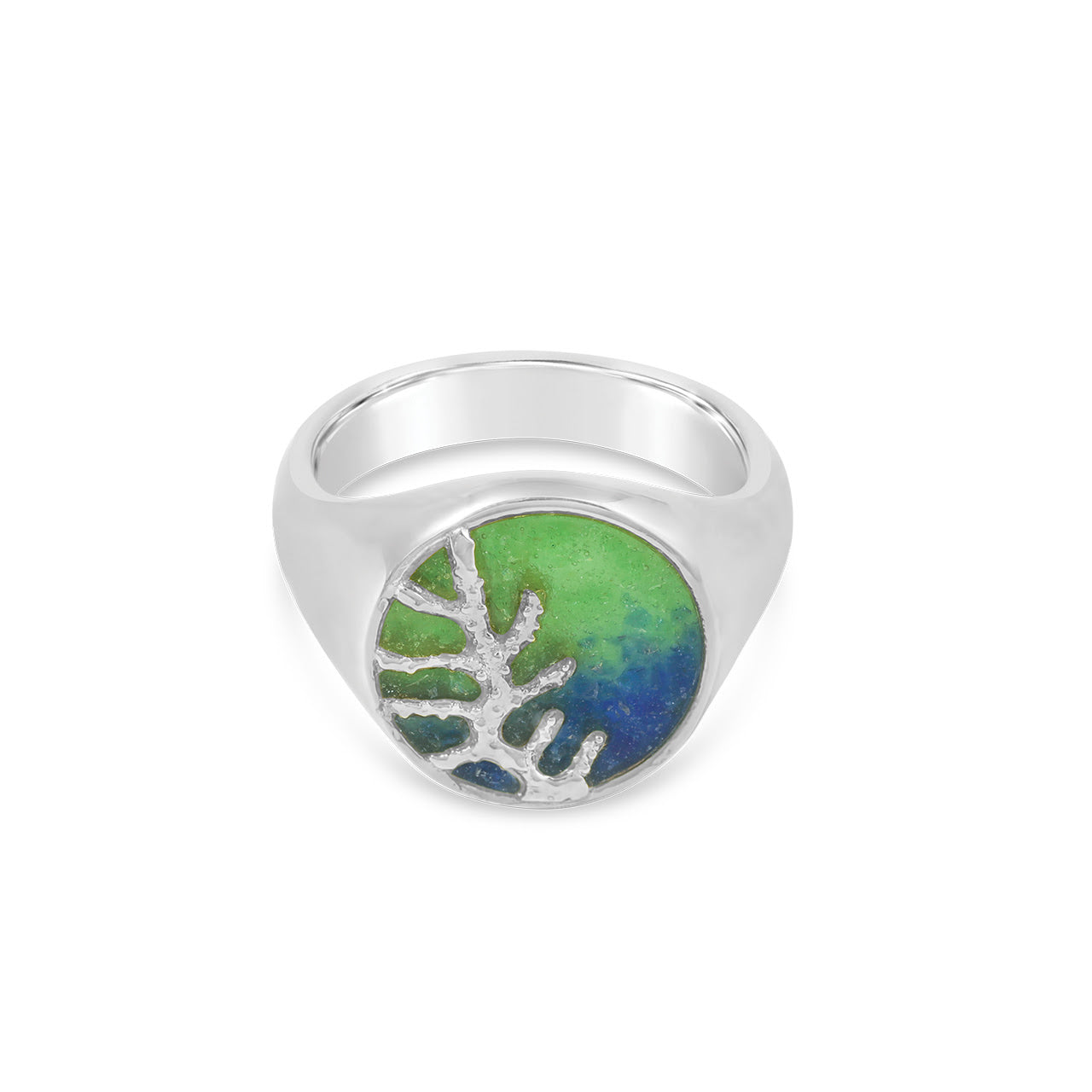 &Earth - Coral Treasures Ring - Silver - Size 8