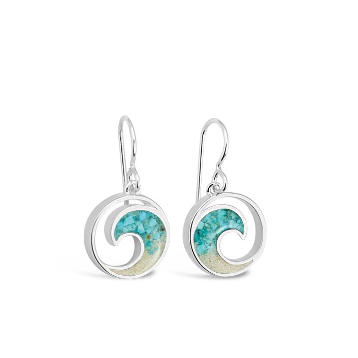 Dune Jewelry - Wave Drop Earrings - Turquoise Gradient, Beaches of Cape Cod