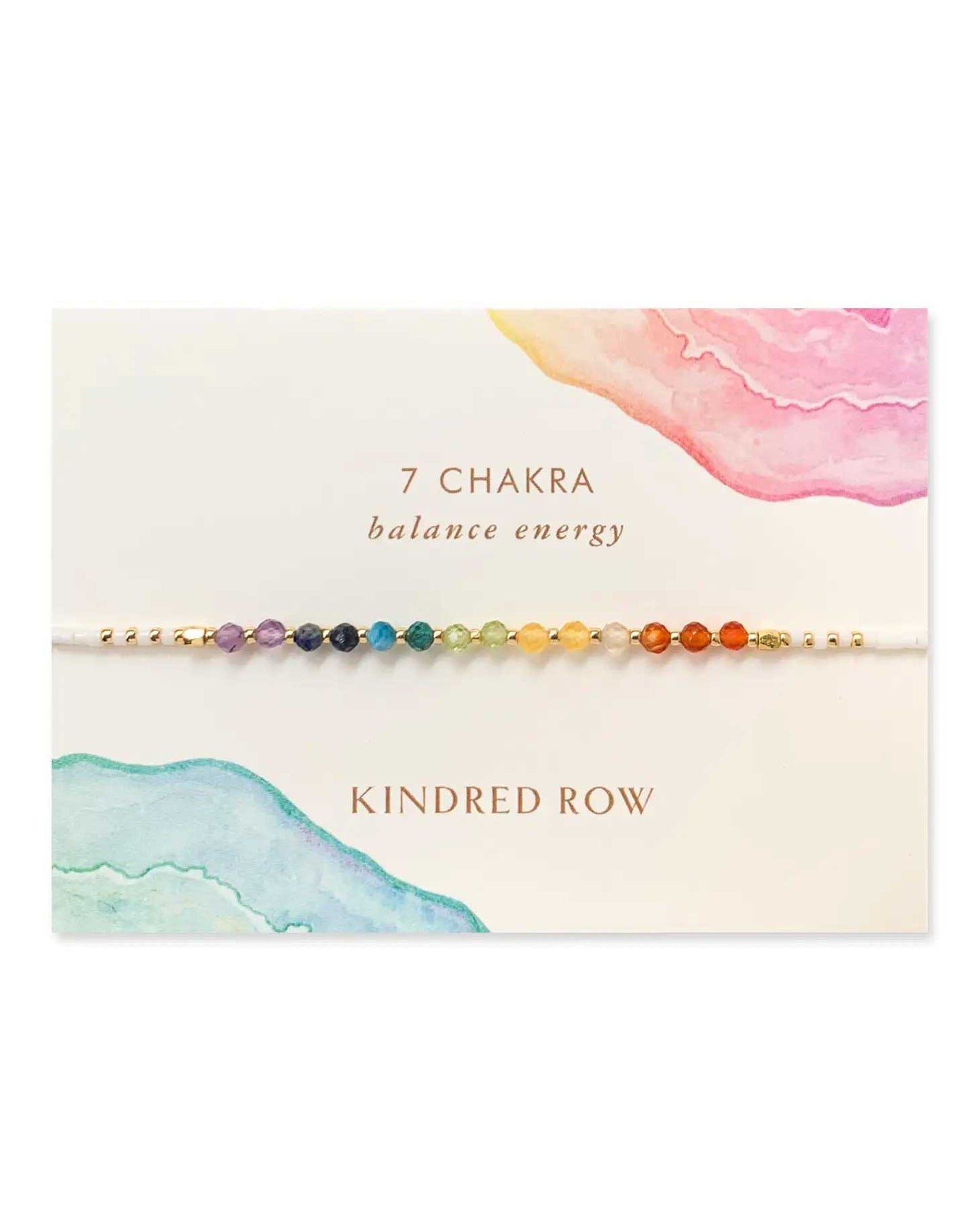 Kindred Row - Chakra Rainbow Healing Gemstone Stacking Bracelet, White