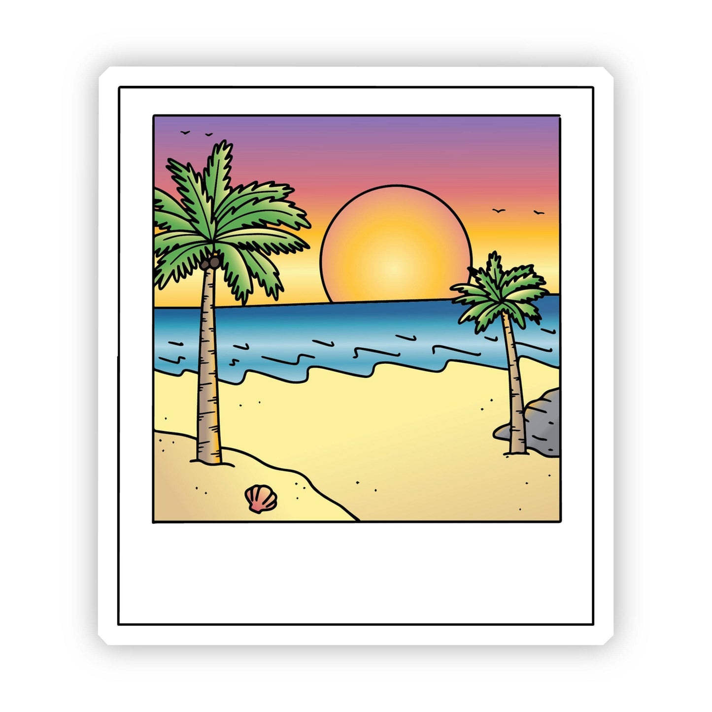 Big Moods - Sunset Polaroid Picture Beach Aesthetic Sticker
