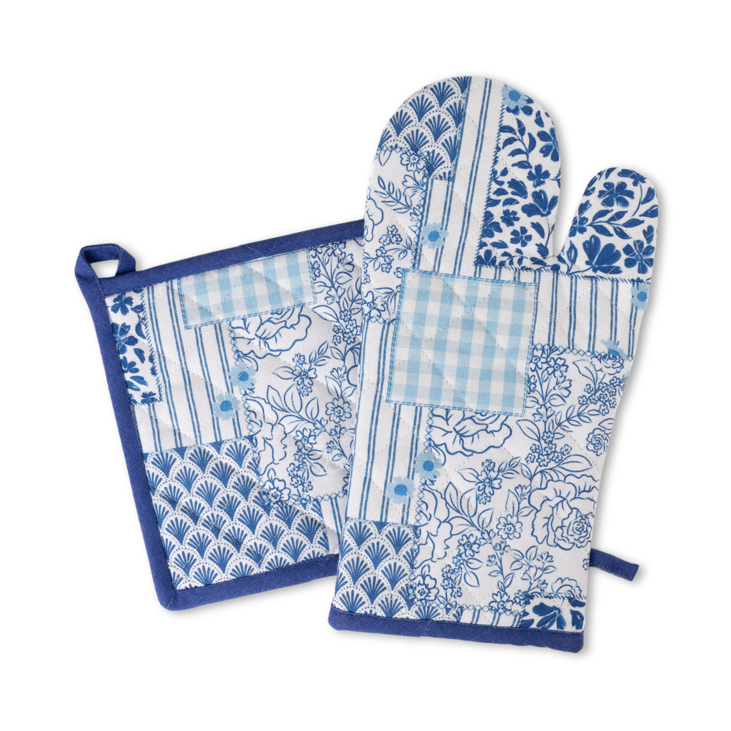 Elyse Breanne Design - Coastal Patchwork Oven Mitt + Pot Holder Set