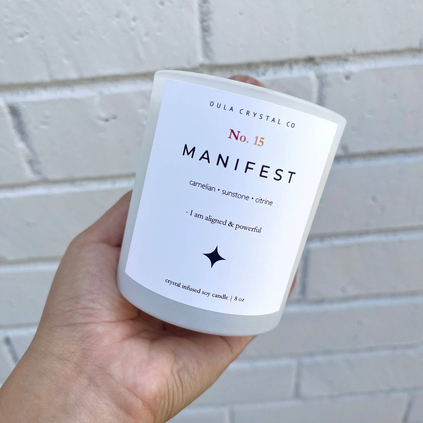 OULA CRYSTAL CO - Manifest Crystal Candle · Crystal Infused · 8oz: Orange Blossom