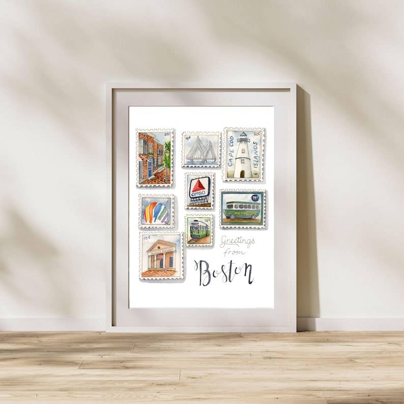Fiona and Honey Designs - Boston Stamp Illustration Watercolor Paintings
