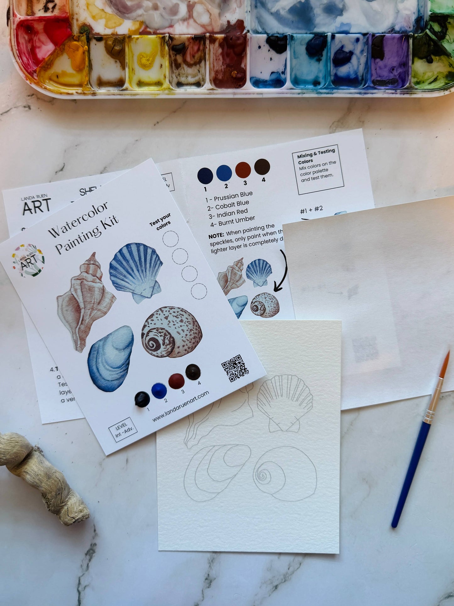 Landa Ruen Art - Seashells Watercolor Kit