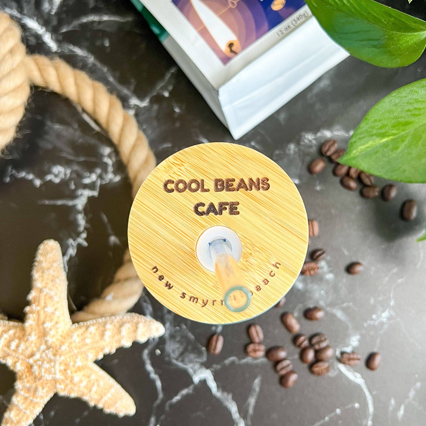 Citrus Waves Art - Iced Coffee Glass with glass straw (16oz)