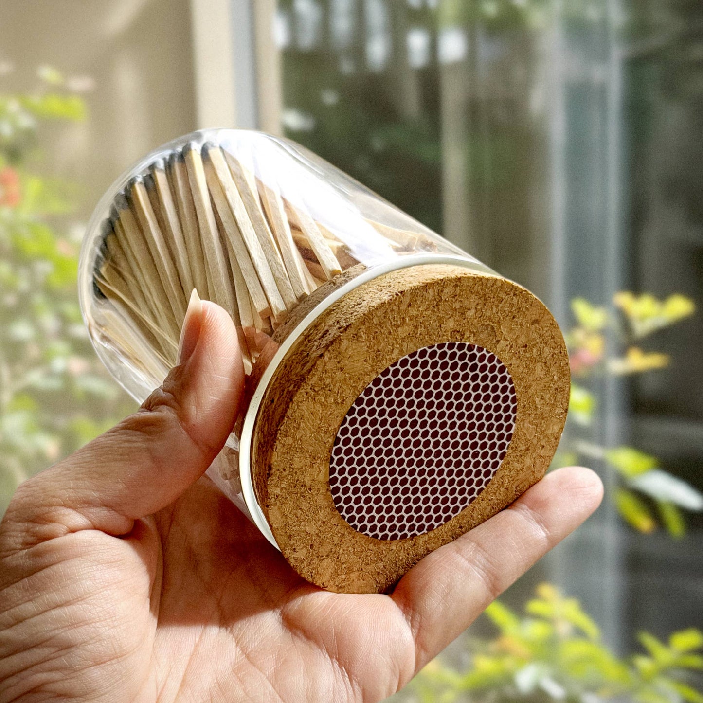 Thankful Greetings - 4" Matches in Premium Glass Cloche - Light Blue