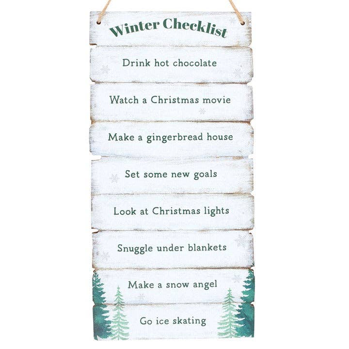 Winter Wonderland Christmas Checklist Hanging Sign