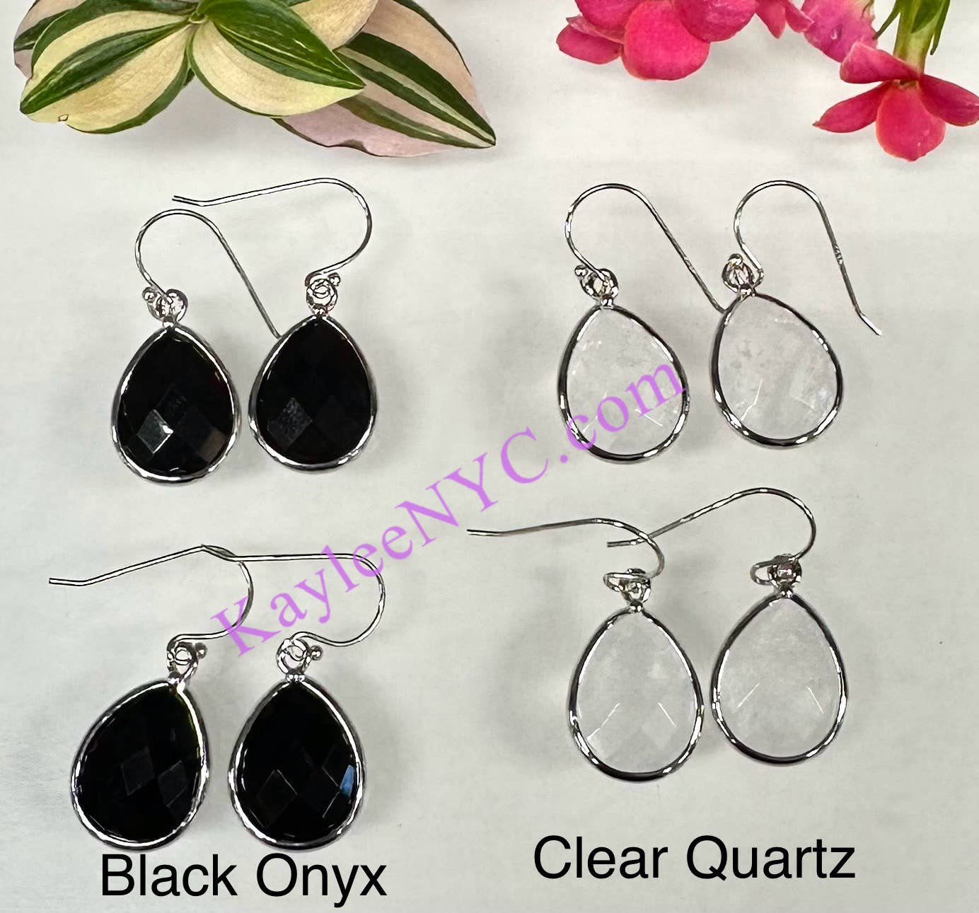 Natural Crystal Teardrop Sterling Silver Dangling Earring