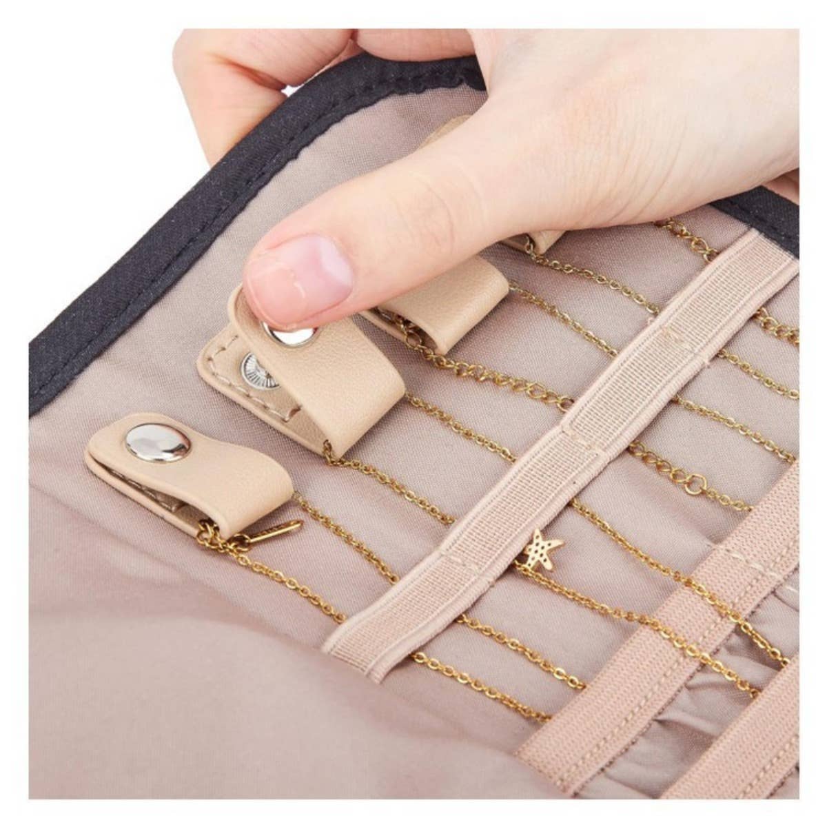 Foldable Travel Jewelry Organizer Roll - Black