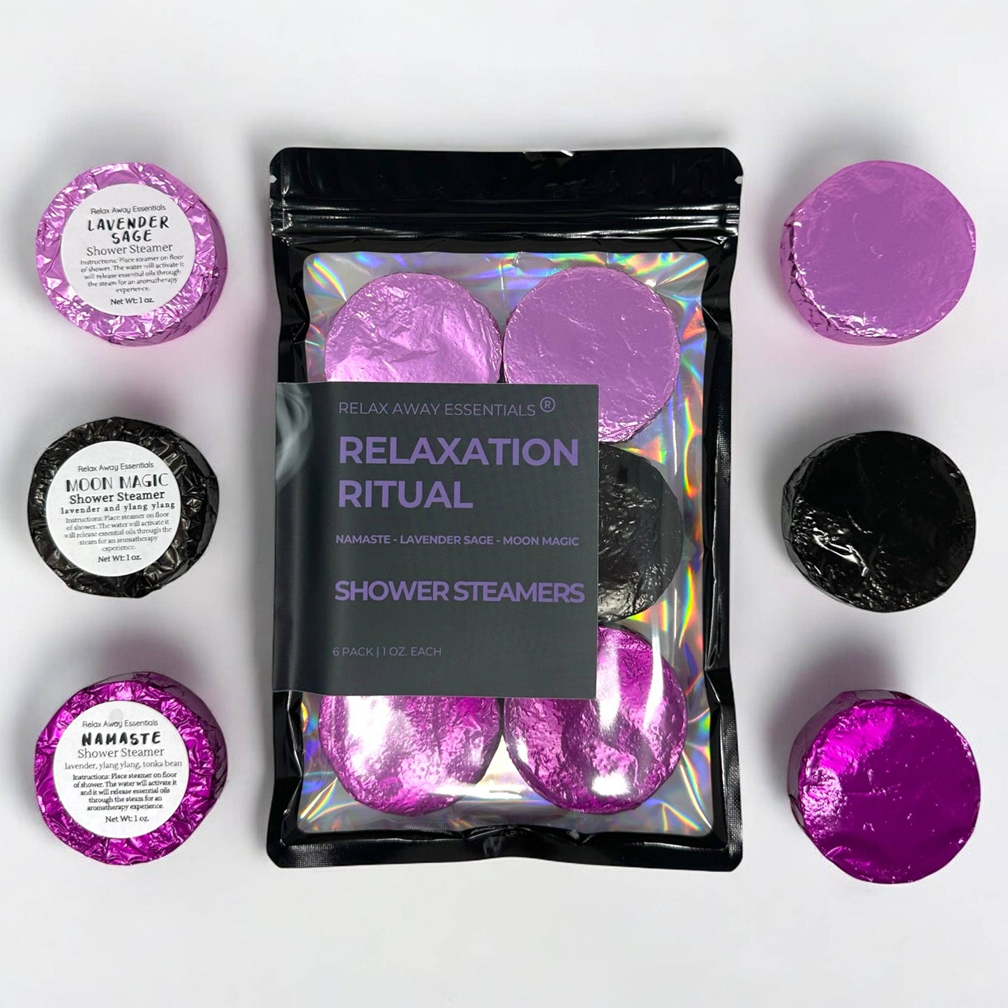 Relax Away Essentials - Relaxation - Shower Steamers 6 Pack - Made in USA - Lavender