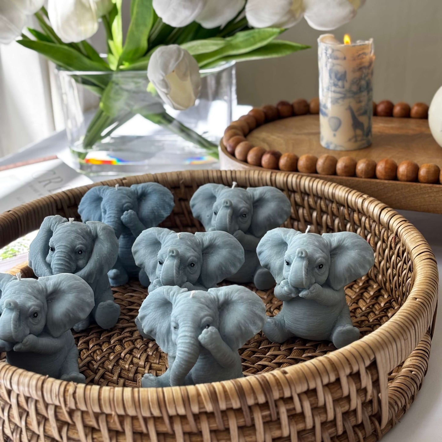 Cute Elephant Candle: Gray / I see nothing – covering eyes