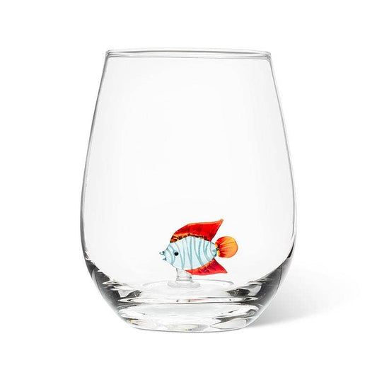 Fish Icon Stemless Wine Glass