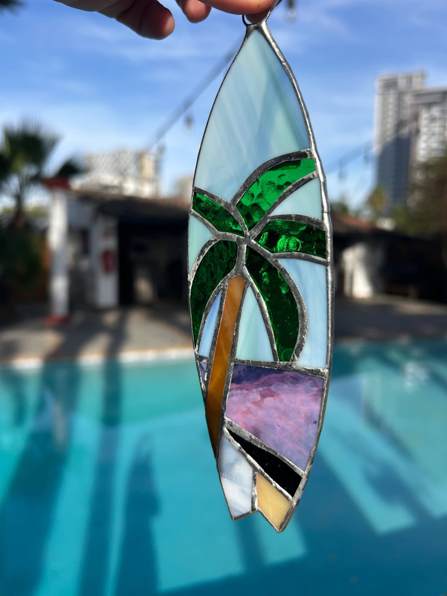 Stained Glass Mini Surfboard Sun Catcher