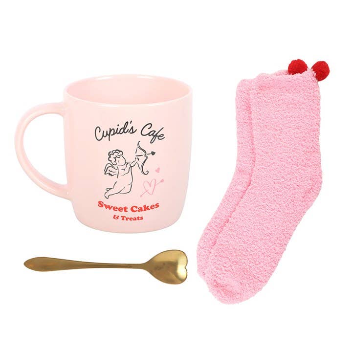 Something Different Wholesale - Cupid's Café Mug, Spoon and Socks Set