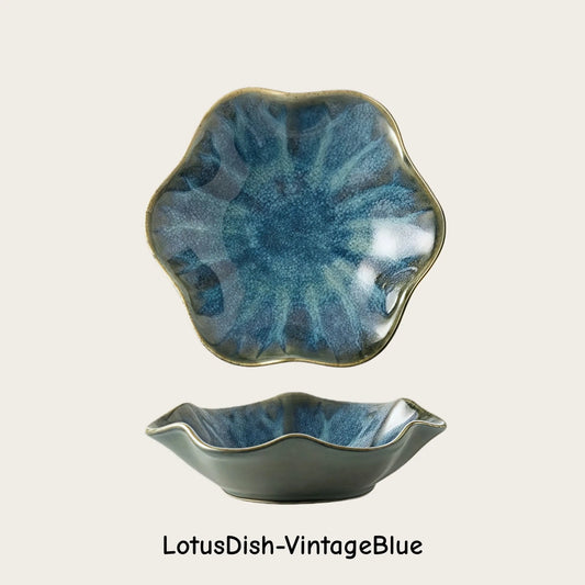 Set of 2 Ceramic Lotus Dipping Bowls