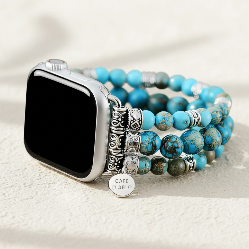 Cape Diablo - Imperial Jasper Stretch Apple Watch Strap: Turquoise