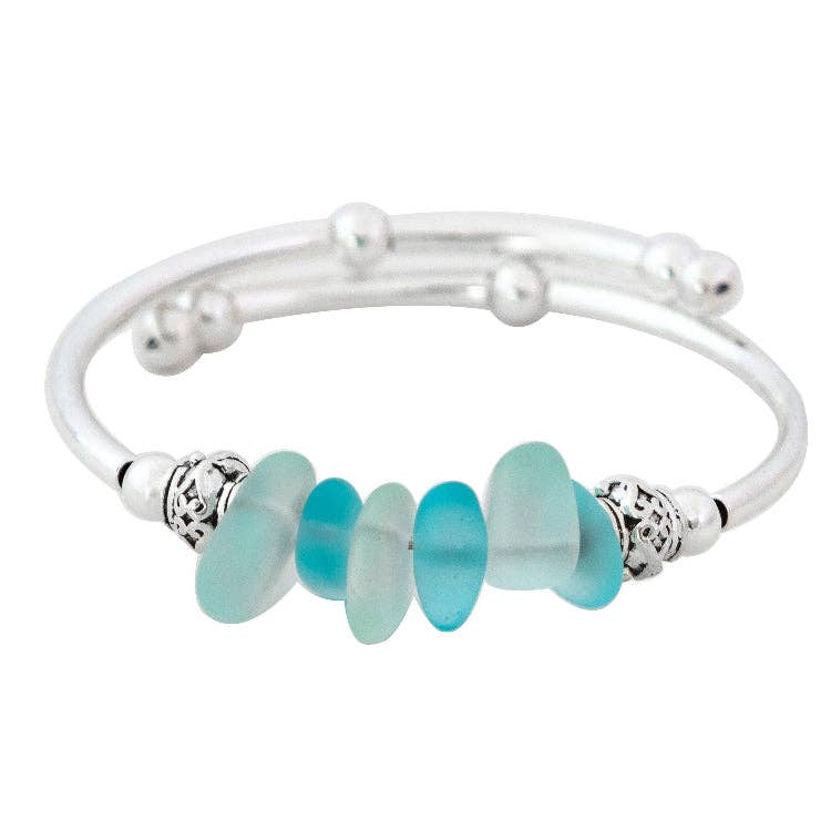 Blue Mix Nugget Sea Glass Bracelet