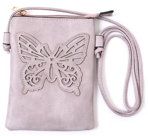 Shine Mark Accessories - Purple - Butterfly Cut Crossbody Bag With Cellphone Pocket