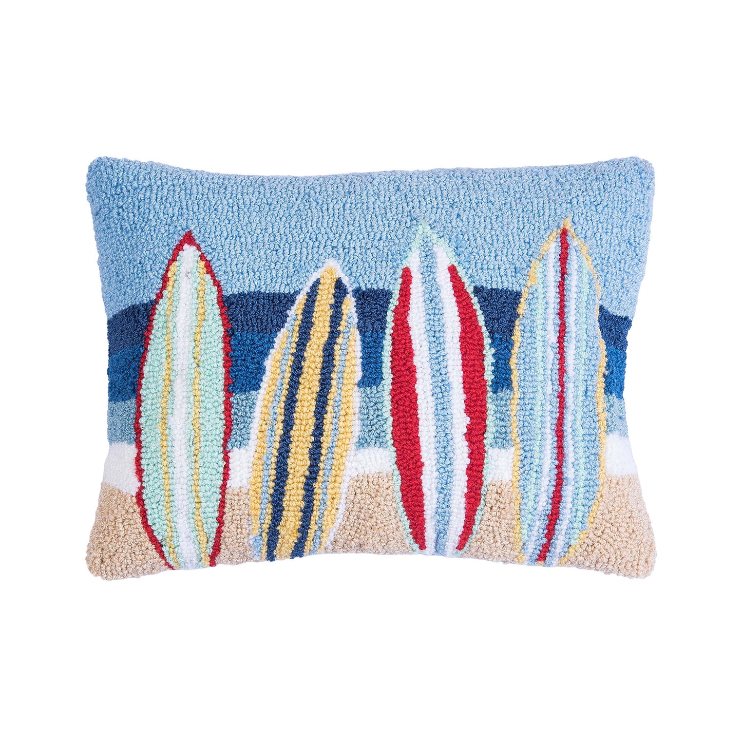 Coastal Surfboard Beach Throw Pillow