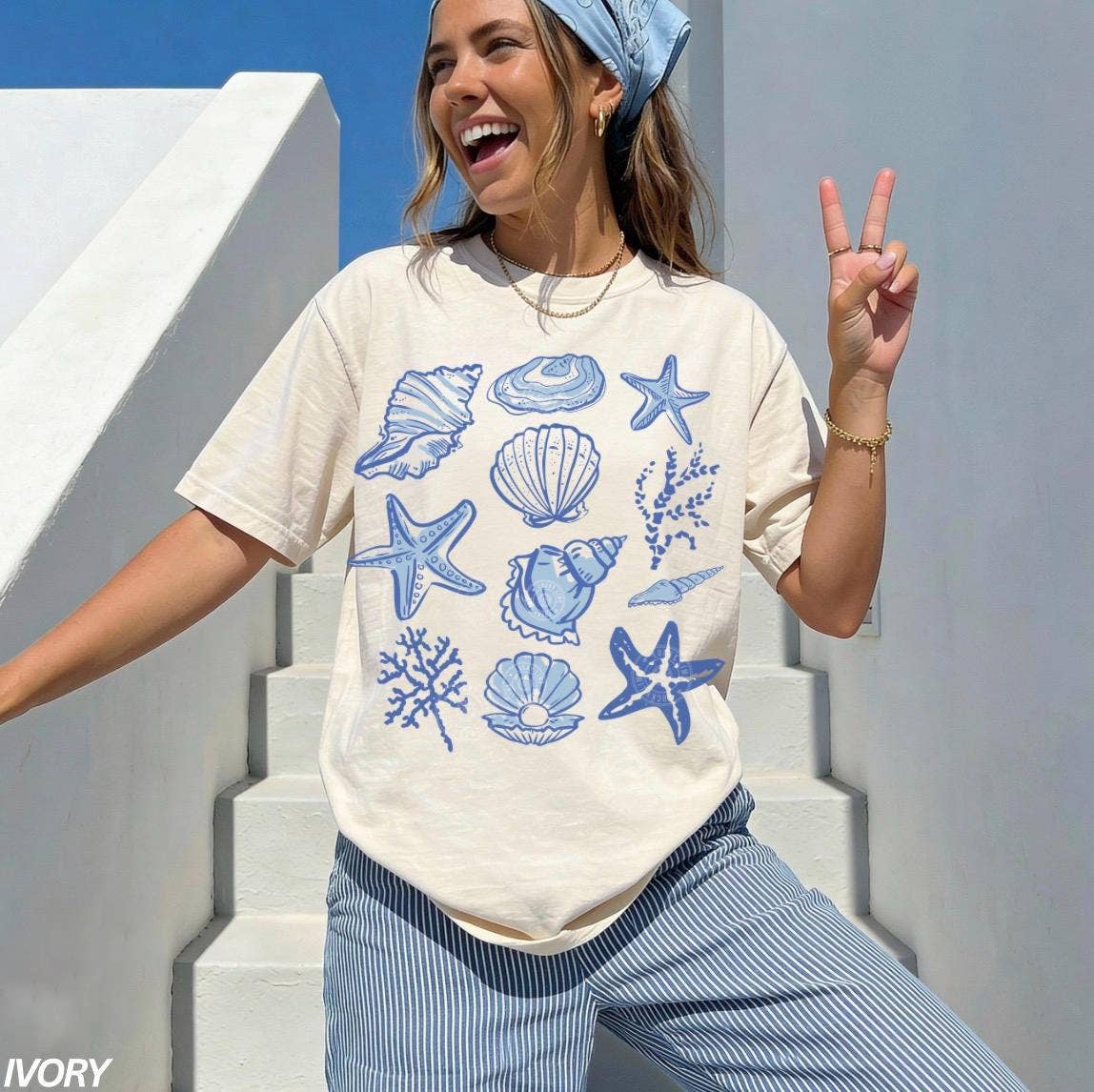 Comfort Colors Seashell Shirt, Beach Shirt: Ivory