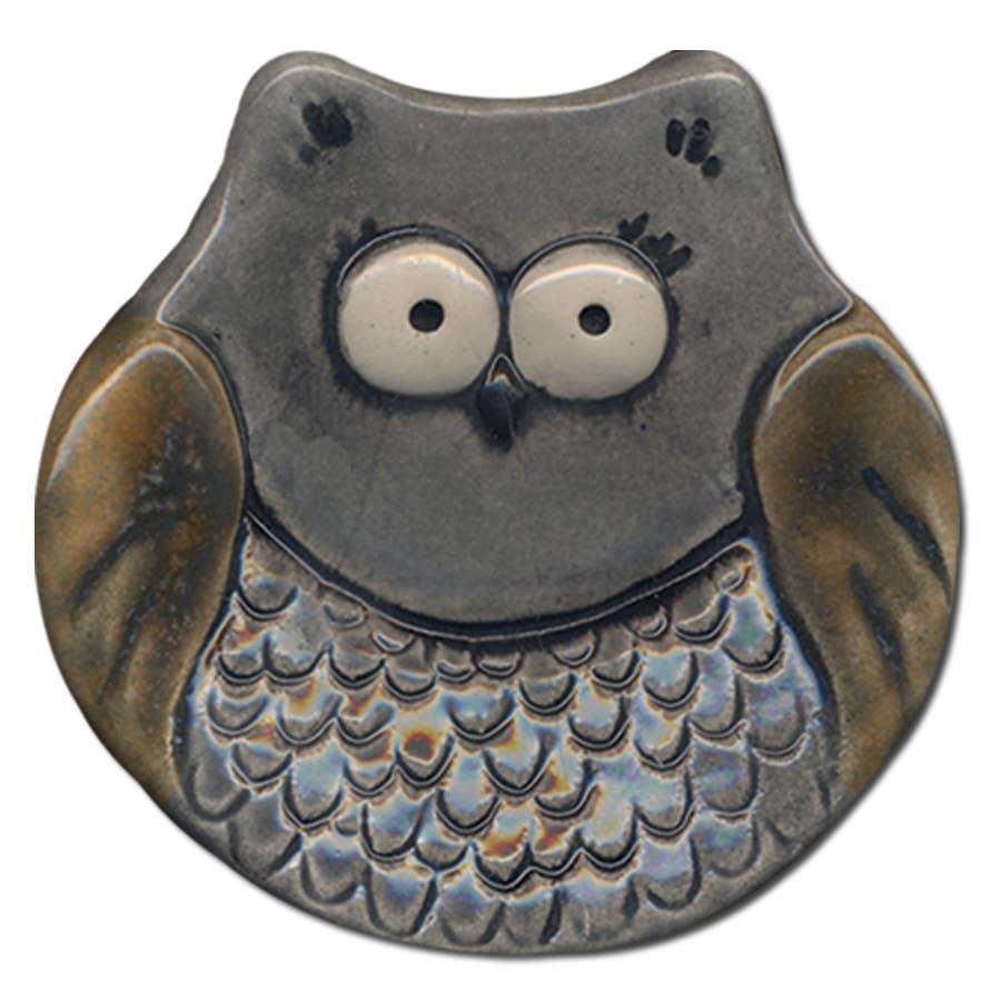 August Ceramics - Ceramic Owl Dish: Mini 3" Grey