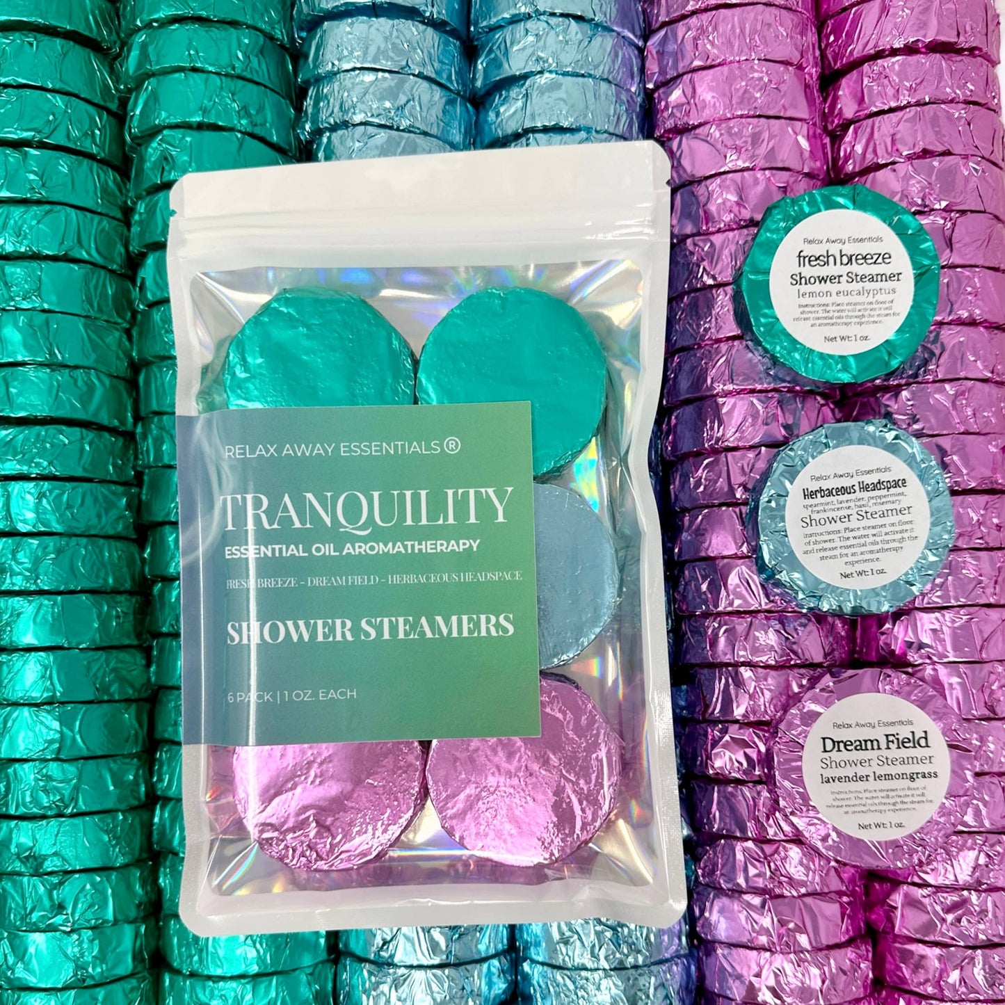 Relax Away Essentials - Tranquility Shower Steamers 6 Pack - Made in USA