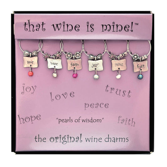 Supreme Housewares - 6-Piece Pearls of Wisdom Wine Charms