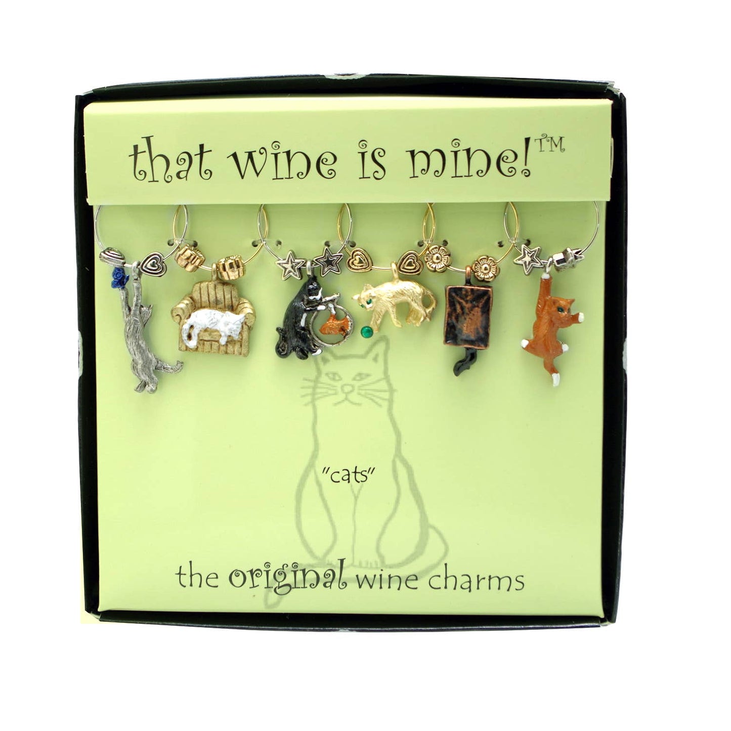 Supreme Housewares - 6-Piece Cats Painted Wine Charms