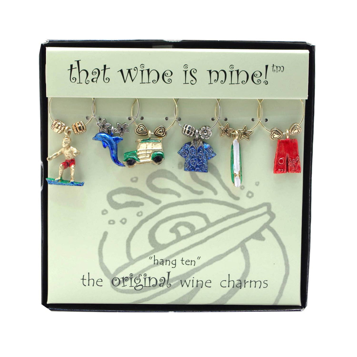 Supreme Housewares - 6-Piece Hang Ten Painted Wine Charms