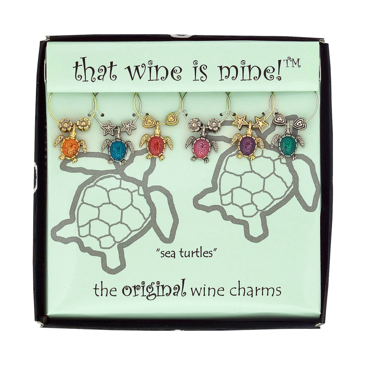 Supreme Housewares - 6-Piece Sea Turtles Painted Wine Charms