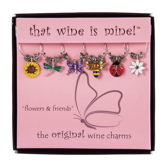 Supreme Housewares - 6-Piece Flowers and Friends Painted Wine Charms