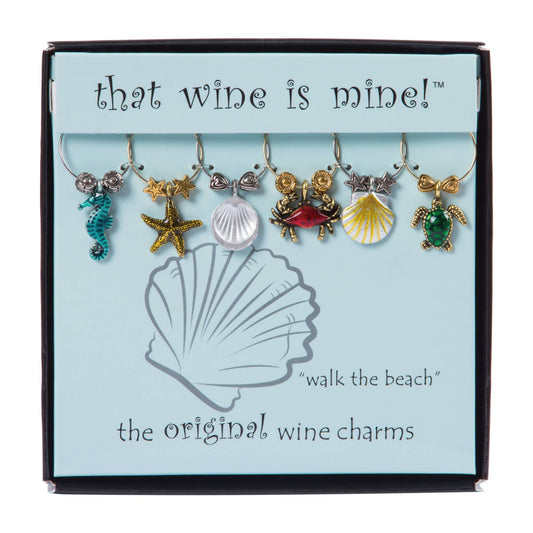 Supreme Housewares - 6-Piece Walk the Beach Painted Wine Charms