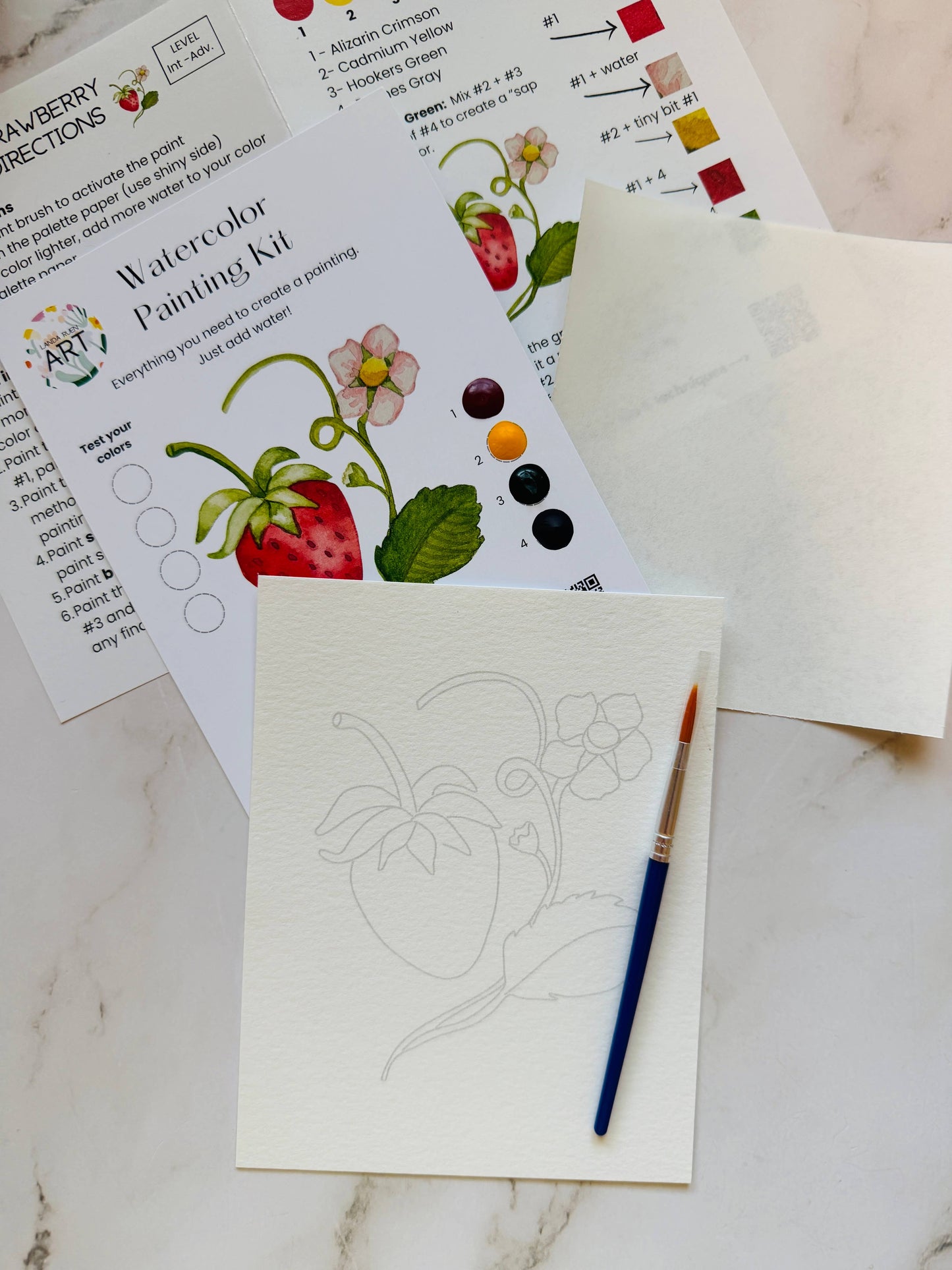 Landa Ruen Art - Strawberry Watercolor Kit