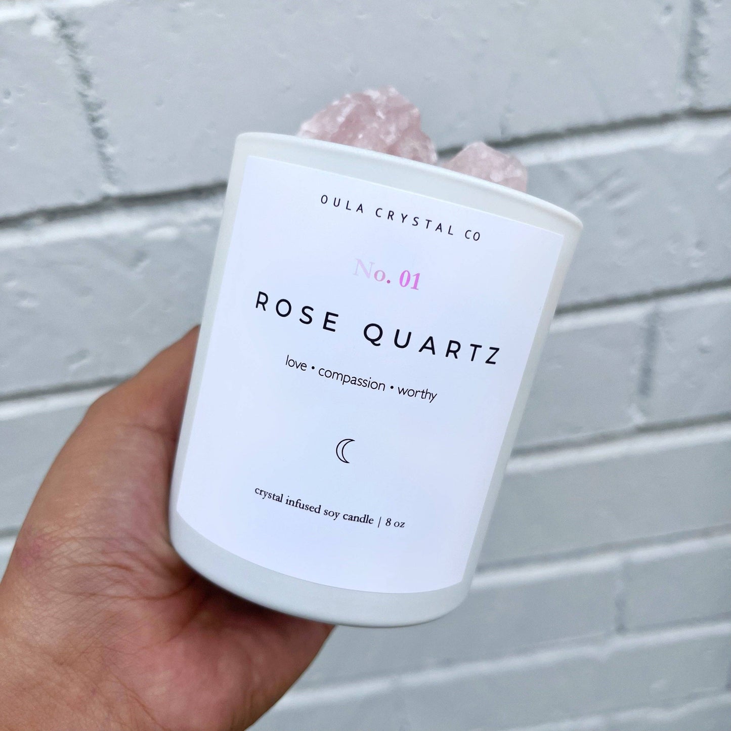 Rose Quartz Candle - Crystal Infused: Champagne Toast