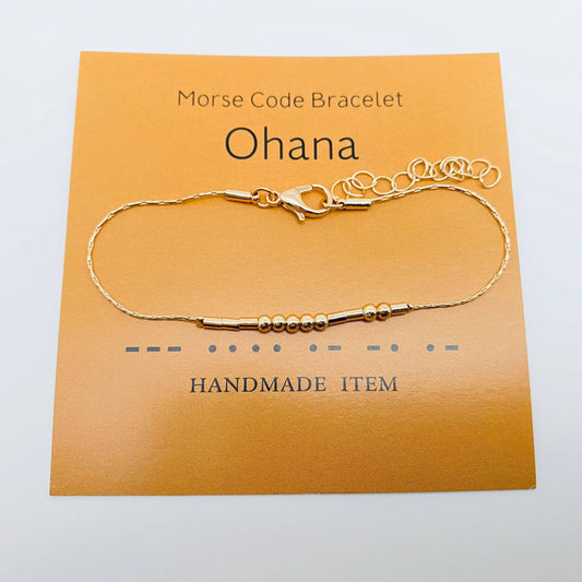 Mio Queena - Handmade Golden Morse Code Bracelet: Ohana