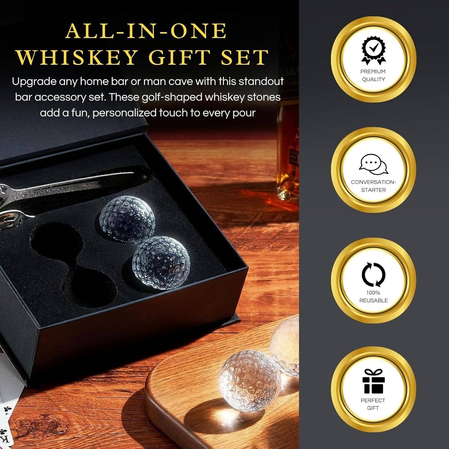 Golf Ball Whiskey Coolers - Pack of 5 Gift Set