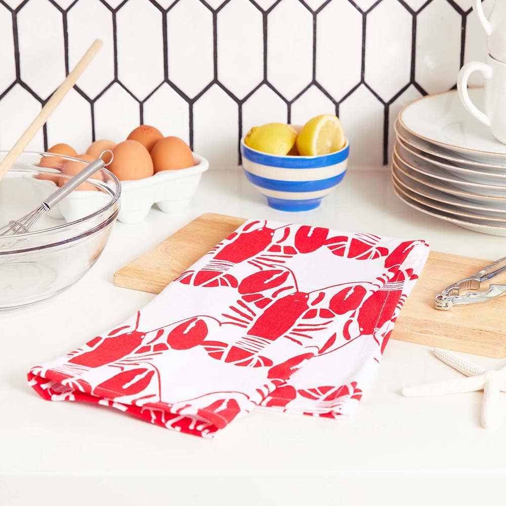 Lobster Waves Cotton Kitchen Towels (Set of 3)