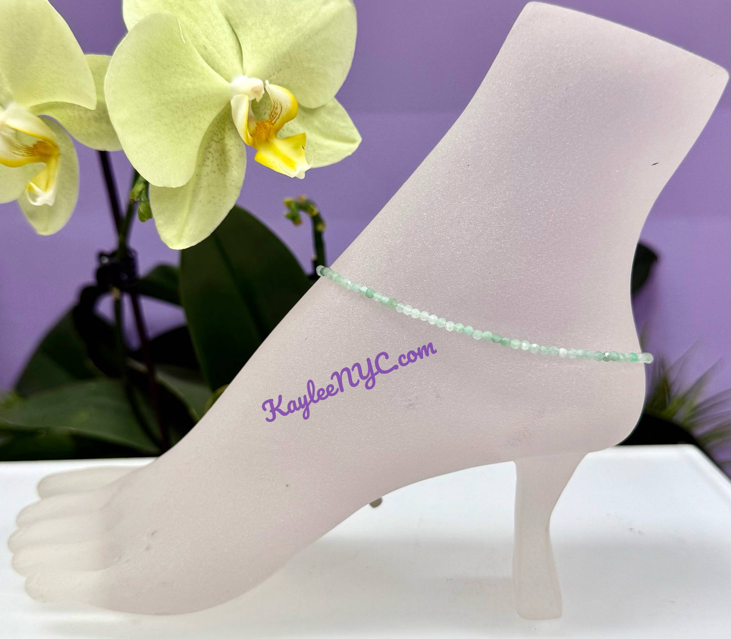 Burma Jade Jadeite Anklets Stainless Steel