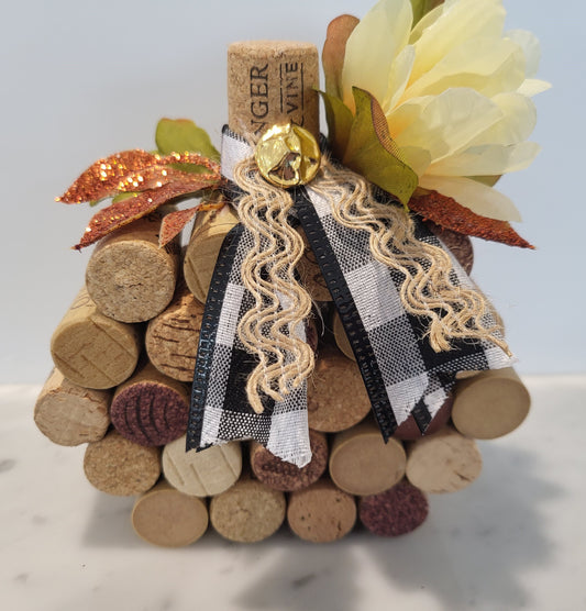 Cork Pumpkin! yellow flower gold charm