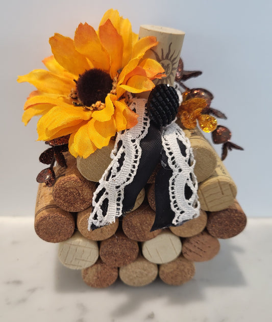 Cork Pumpkin! Sunflower black charm