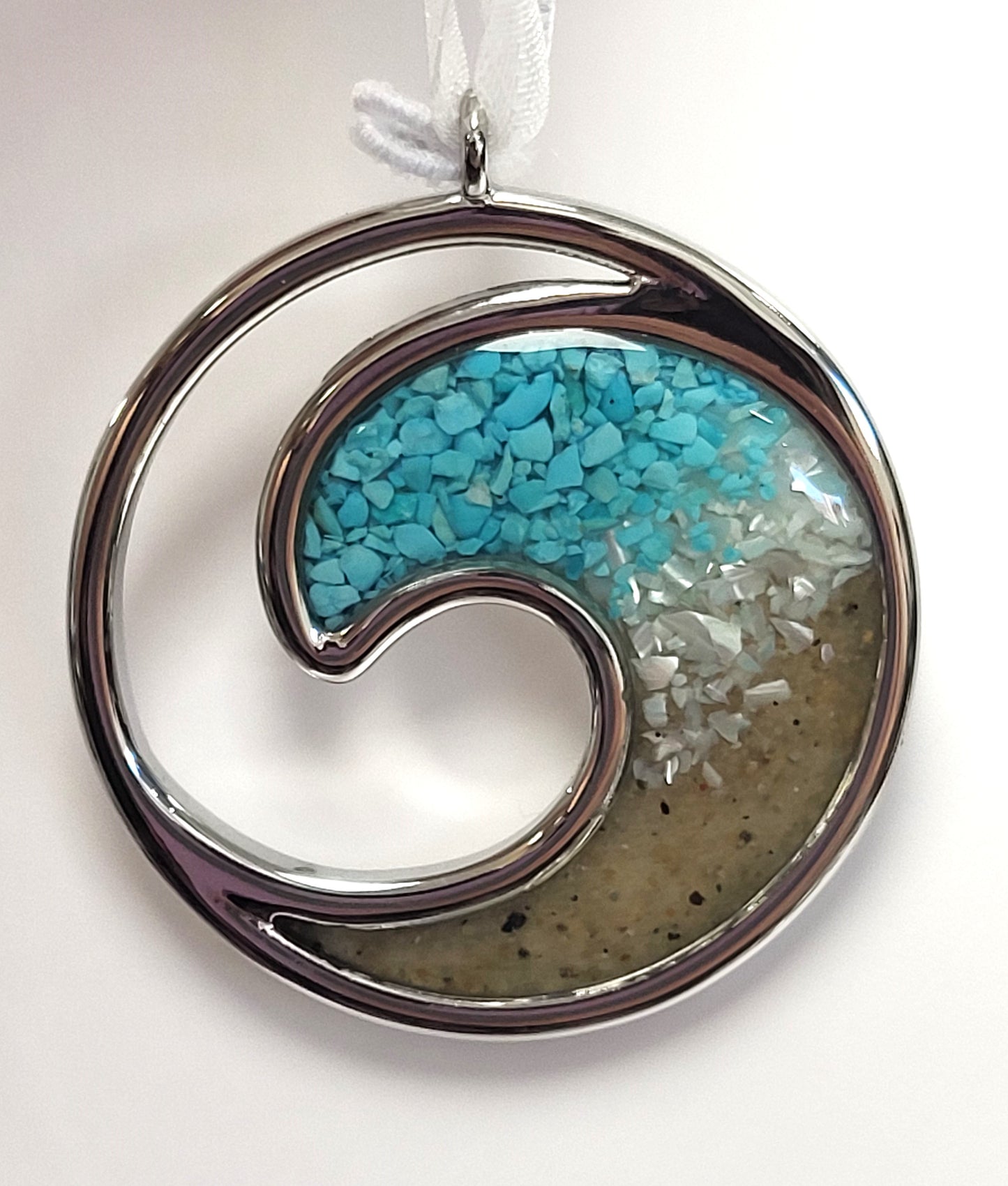 Dune Jewelry -Wave Ornament - Ocean Gradient, Made with sand from The Beaches of Cape Cod