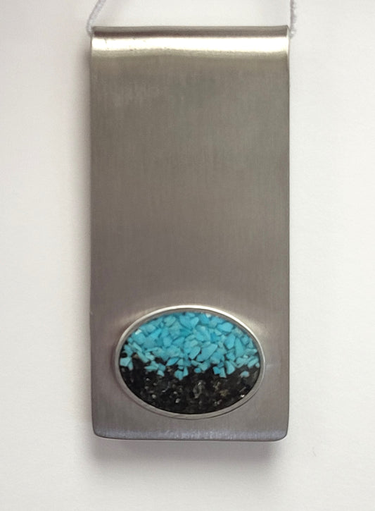 Dune - Money Clip - Turquoise Gradient Made with sand from Wingaersheek Beach