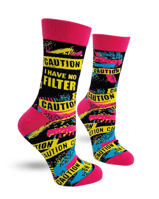 Fabdaz - Caution I Have No Filter Women's Crew Socks
