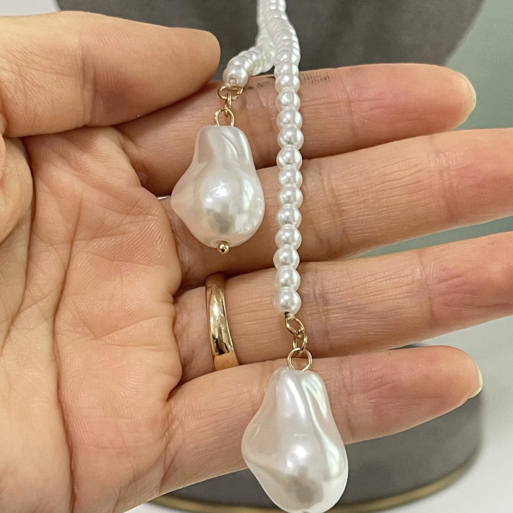 Wrap Pearl Lariat Necklace
