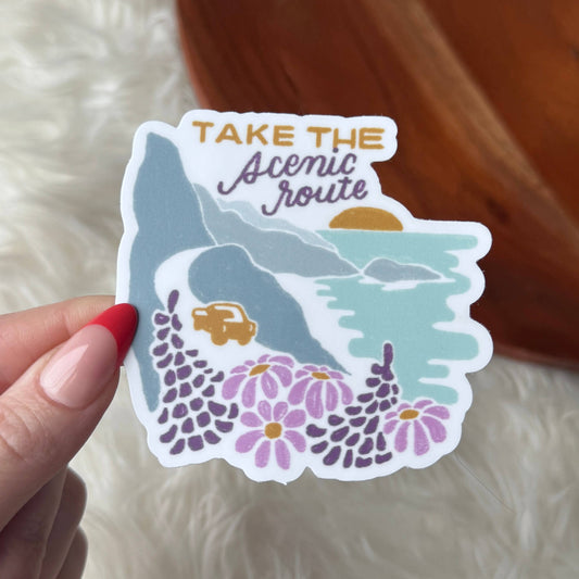 Big Moods - "Take the scenic route" Coastal Adventure Travel Sticker