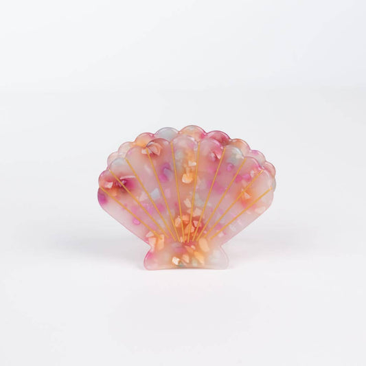 Clam Shell Marble Style Hair Claw Clip - Pink